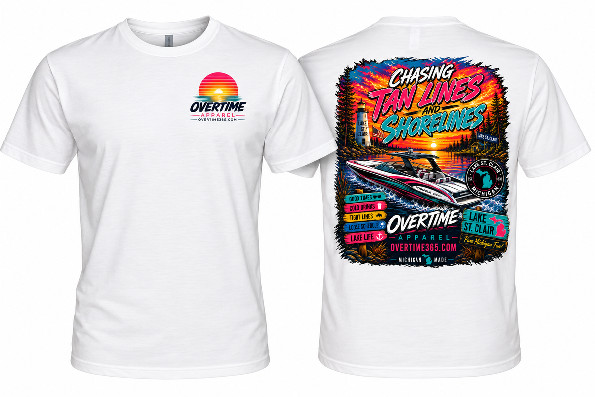 Chasing Tan Lines and Shorelines Tee Shirt Lake St Clair Version