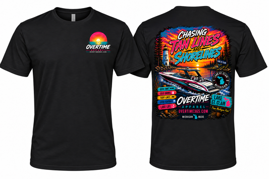 Chasing Tan Lines and Shorelines Tee Shirt Lake St Clair Version