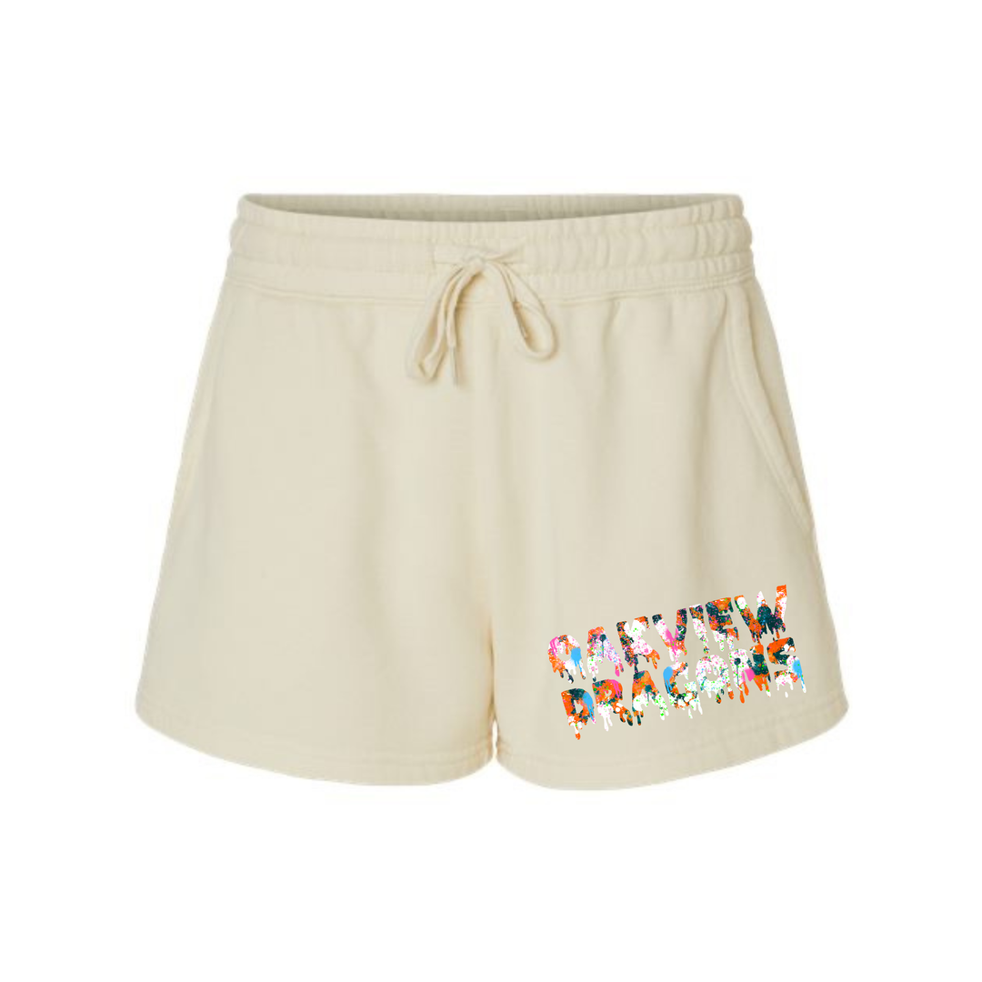Womans Dragons Drip Fleece Shorts